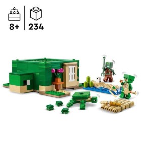 LEGO 21254 Minecraft La Maison de la Plage de la Tortue, Jouet avec Accessoires, Minifigurines des Personnages du Jeu Vidéo