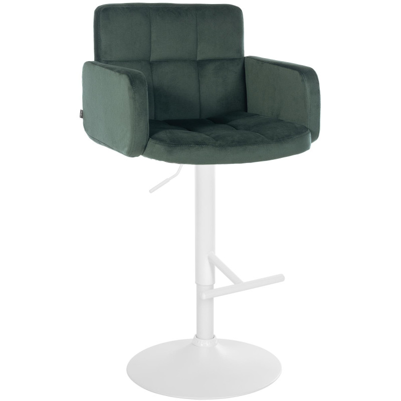 Tabouret de bar en velours blanc, Los Angeles vert foncé