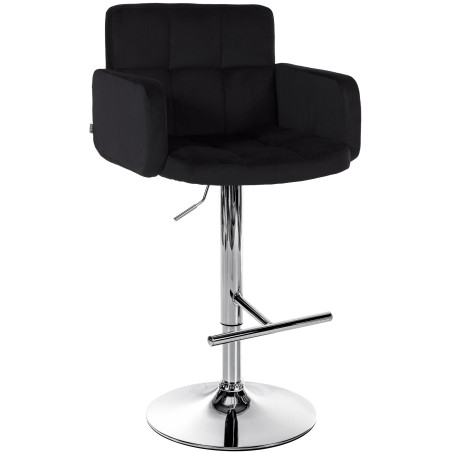 Tabouret de bar Los Angeles velours chrome noir