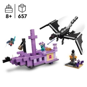 LEGO Minecraft 21264 Le dragon et le navire de l'Ender - Set inspiré des jeux vidéo