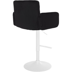Tabouret de bar Los Angeles velours blanc noir