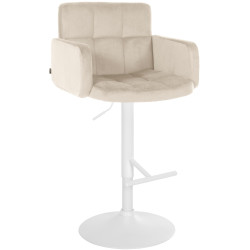 Tabouret de bar Los Angeles velours blanc crème