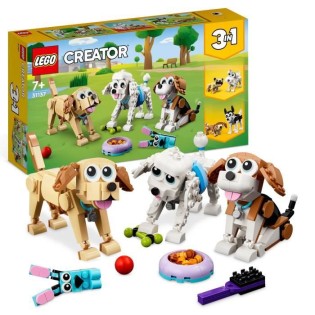 LEGO Creator 3-en-1 31137 Adorables Chiens, Figurines de Teckel, Carlin, Caniche, Enfants Des 7 Ans