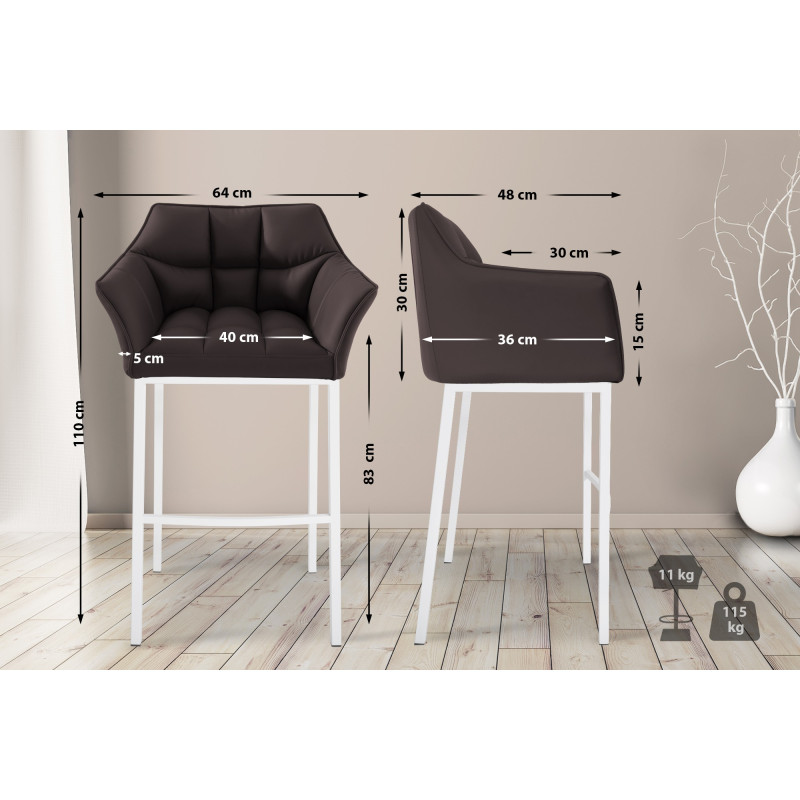 Tabouret de bar Damaso avec structure à 4 pieds, brun