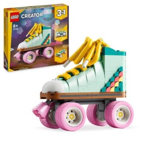 LEGO 31148 Creator 3en1 Les Patins a Roulettes Rétro, Jouet avec Mini-Skateboard et Boombox, Décoration Rétro