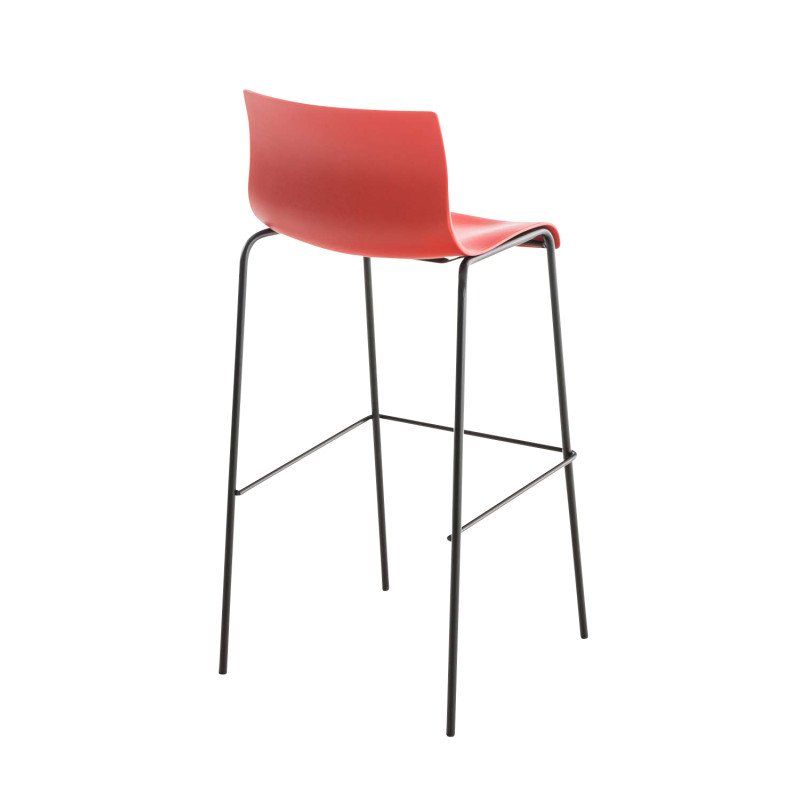 Tabouret de bar Hoover 4 pieds noir rouge