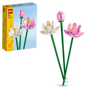 LEGO 40647 Creator Les Fleurs de Lotus, Kit de Construction pour Filles et Garçons Des 8 Ans, avec 3 Fleurs Artificielles