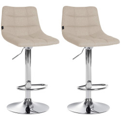 Set di 2 sgabelli da bar Jerry Fabric crema,cromo