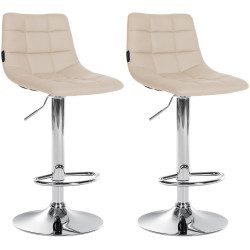 Set di 2 sgabelli da bar Jerry in similpelle crema,cromo