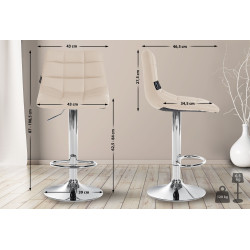Lot de 2 tabourets de bar Jerry simili cuir chrome crème