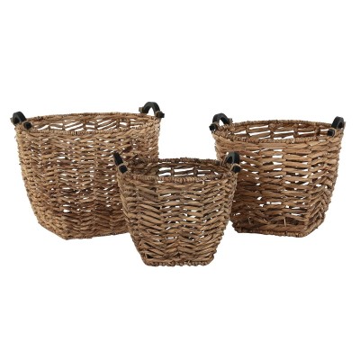 Set de basket DKD Home Decor Bois Colonial Fibre (46 x 46 x 40 cm)