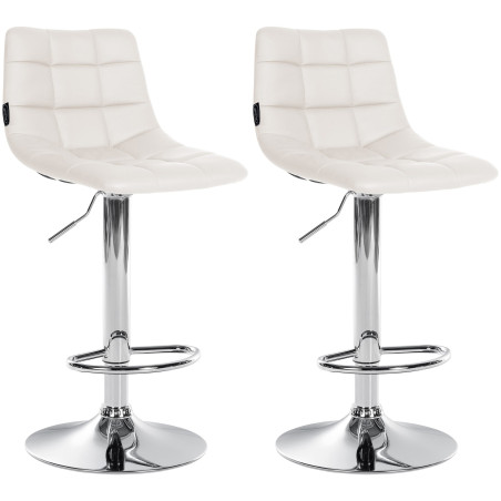 Lot de 2 tabourets de bar Jerry simili cuir chrome blanc