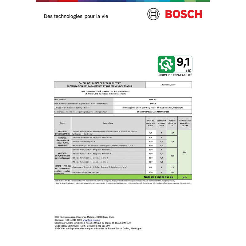 Aspirateur sans sac BOSCH BGC21HYG1 Blanc Noir 550 W