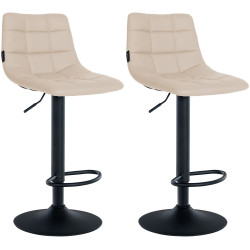 Lot de 2 tabourets de bar Jerry, similicuir, noirs crème