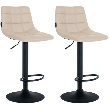 Lot de 2 tabourets de bar Jerry simili cuir noir crème