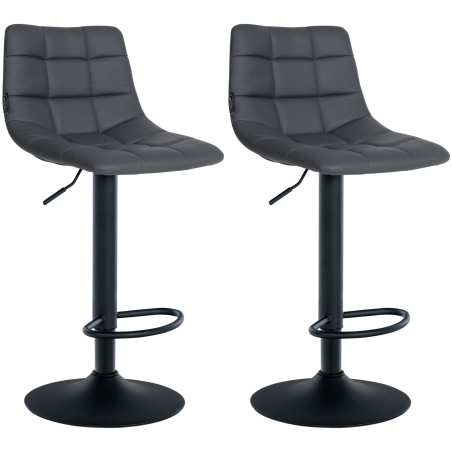 Juego de 2 Taburetes de bar Jerry en polipiel Gris,Negro