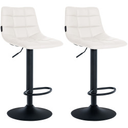 Lot de 2 tabourets de bar Jerry simili cuir noir blanc