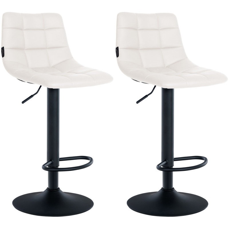 Lot de 2 tabourets de bar Jerry simili cuir noir blanc