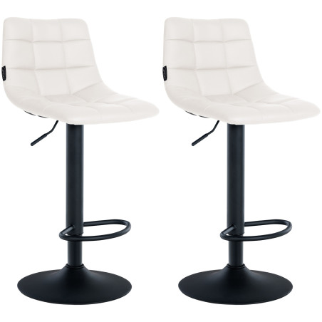 Lot de 2 tabourets de bar Jerry simili cuir noir blanc