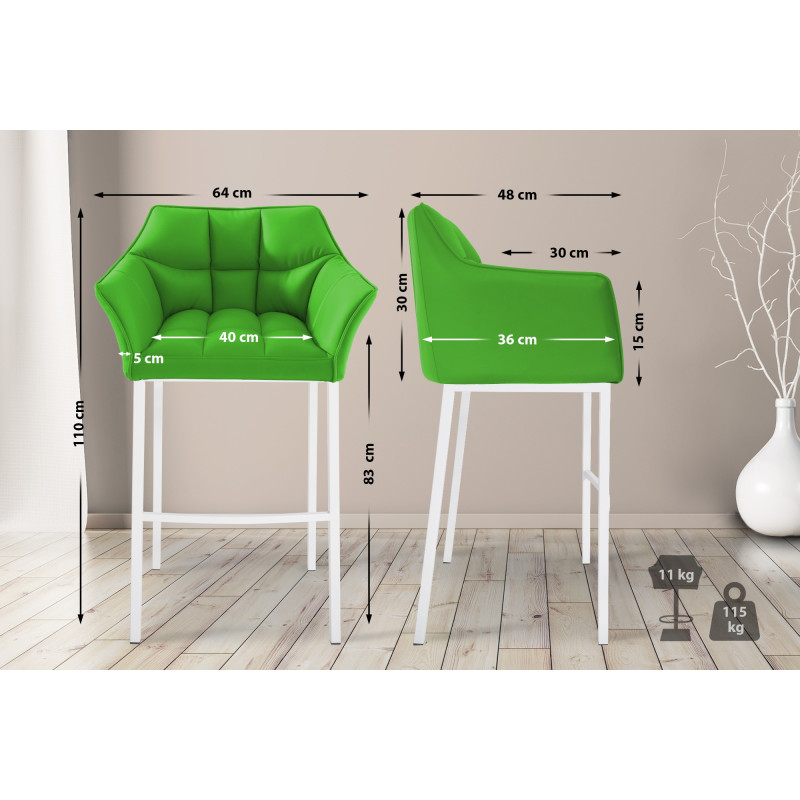 Tabouret de bar Damaso avec structure à 4 pieds, vert