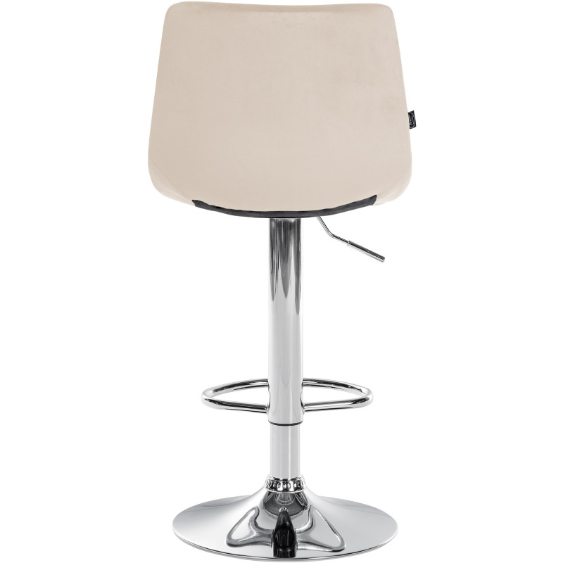Lot de 2 tabourets de bar Jerry velours chrome crème