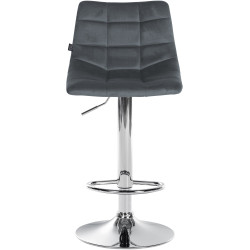 Lot de 2 tabourets de bar Jerry velours chrome gris foncé