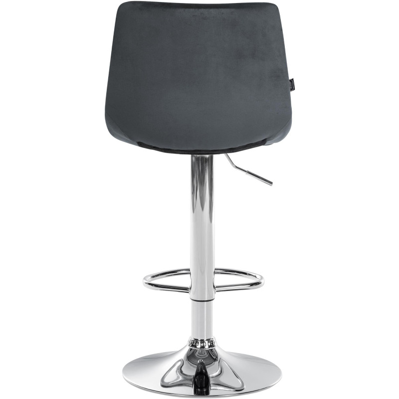 Lot de 2 tabourets de bar Jerry velours chrome gris foncé