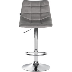 Lot de 2 tabourets de bar Jerry velours gris chrome