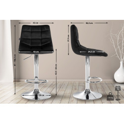 Lot de 2 tabourets de bar Jerry velours chrome noir