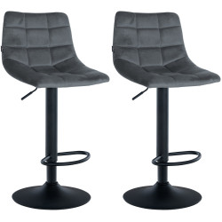 Juego de 2 taburetes de bar Jerry en terciopelo Gris oscuro,Negro