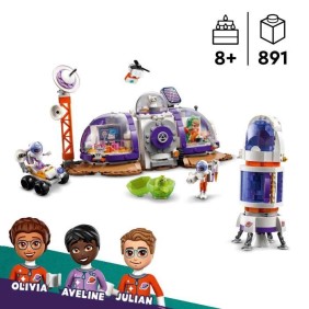 LEGO 42605 Friends La Station Spatiale Martienne et la Fusée, Jouet sur l'Espace avec Navette et 4 Figurines d'Astronautes