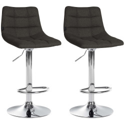 Lot de 2 tabourets de bar Jerry tissu chrome gris foncé