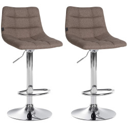Set di 2 sgabelli da bar Jerry Fabric Tortora,cromo