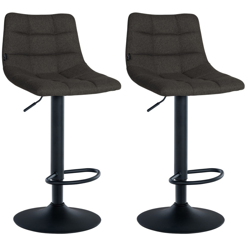 Lot de 2 tabourets de bar Jerry tissu noir gris foncé