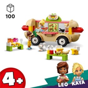 LEGO 42633 Friends Le Food-Truck de Hot-Dogs, Jouet de Restaurant Mobile, avec Figurines et Chat, Cadeau Enfants