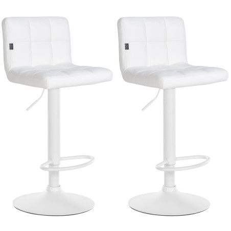 Set de 2 Taburetes de bar Feni en polipiel Blanco,Blanco