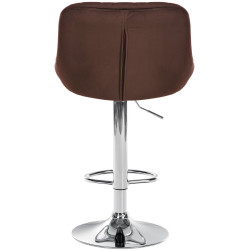 Lot de 2 tabourets de bar Lazio, velours, marron chromé