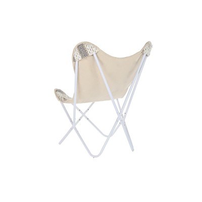 Chaise de jardin DKD Home Decor Gris Coton Blanc Fer (74 x 65 x 90 cm)