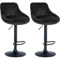 Set de 2 Taburetes Lazio en terciopelo Negro,Negro