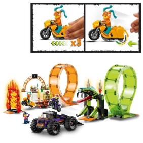 LEGO 60339 City Stuntz L'Arene de Cascade avec Double Looping, Monster Truck Jouet, avec Moto, Figurine Cascadeur, Enfants Des 7