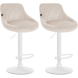 Set de 2 Taburetes Lazio en terciopelo Crema,Blanco