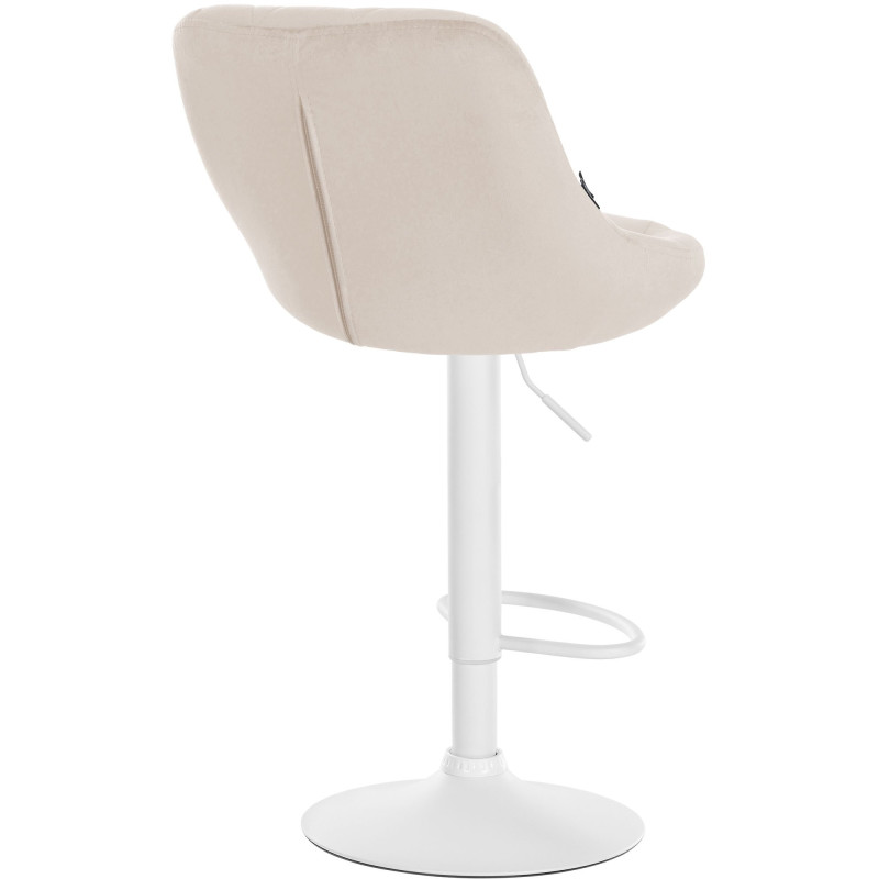 Lot de 2 tabourets de bar Lazio, velours blanc et crème