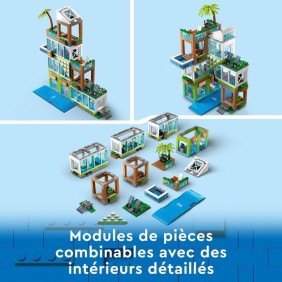 LEGO City 60365 L'Immeuble d'Habitation, Maquette Modulaire avec Chambres, Magasin et Vélo