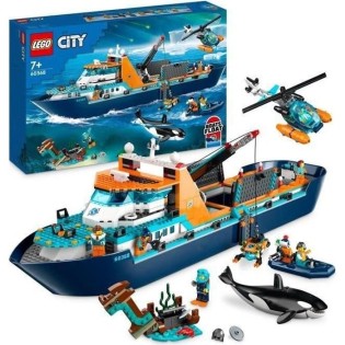 LEGO City 60368 Le Navire d'Exploration Arctique, Jouet de Grand Bateau Flottant, Cadeau Enfants