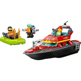 LEGO City 60373 Le Bateau de Sauvetage des Pompiers, Jouet Flottant, Jetpack et Minifigurines