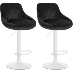 Set de 2 Taburetes Lazio en terciopelo Negro,Blanco