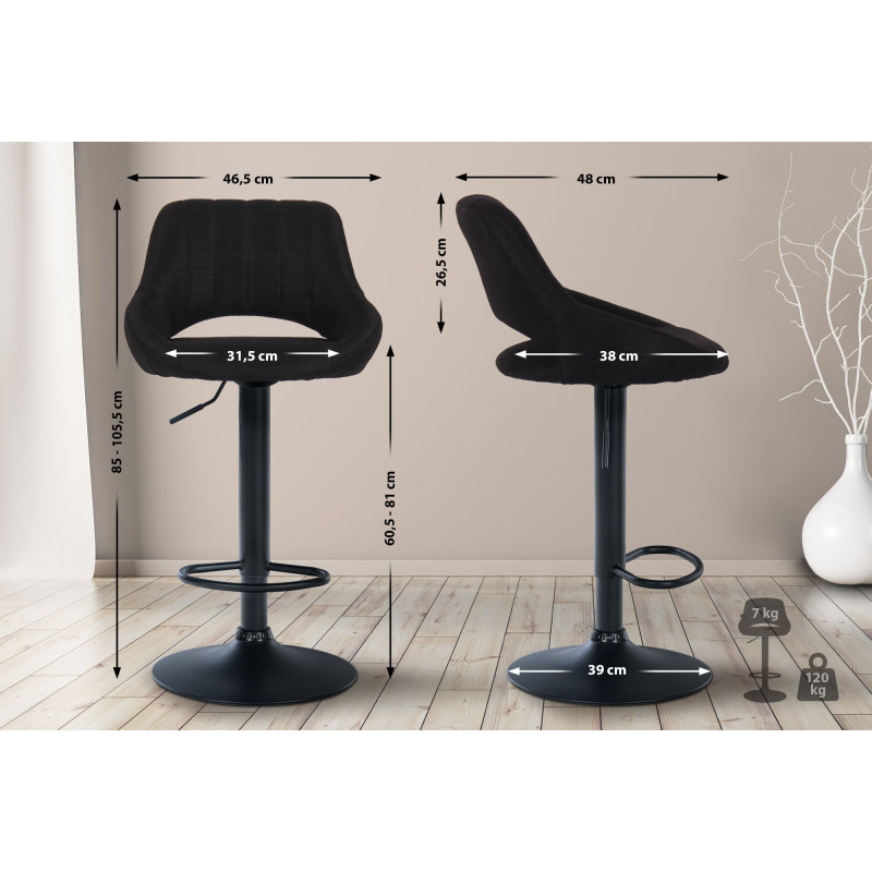 Lot de 2 tabourets de bar Milet tissu B