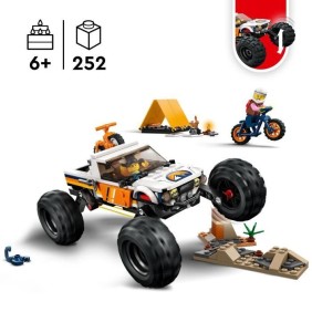 LEGO City 60387 Les Aventures du 4x4 Tout-Terrain, Jouet Monster Truck, Jeu Camping