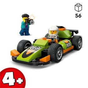 LEGO 60399 City La Voiture de Course Verte, Jouet pour Garçons et Filles Des 4 Ans, avec Photographe et Pilote