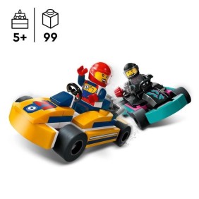 LEGO 60400 City Les Karts et les Pilotes de Course, Jouet avec 2 Karting, avec 2 Minifigurines de Pilotes de Voitures